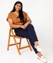 Pantalon femme grande taille avec couture sur l’avant